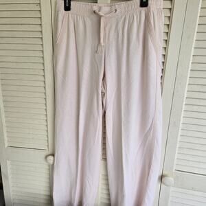 Jessica Simpson Linen Blend Elastic Drawstring Waist Cream Pants Size Small